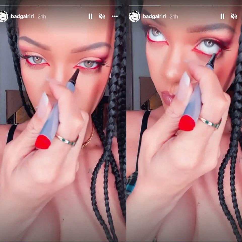 Rihanna Just Posted the Most Intense Red Eyeliner look, and We're off to go Copy it 2 rihanaredeye241121 stories7170188514416489081