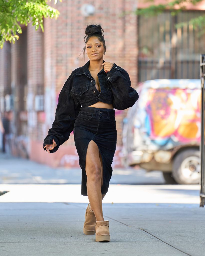 keke palmer denim skirt uggs nyfw28129