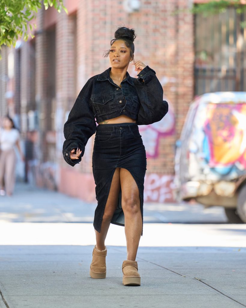 keke palmer denim skirt uggs nyfw28329