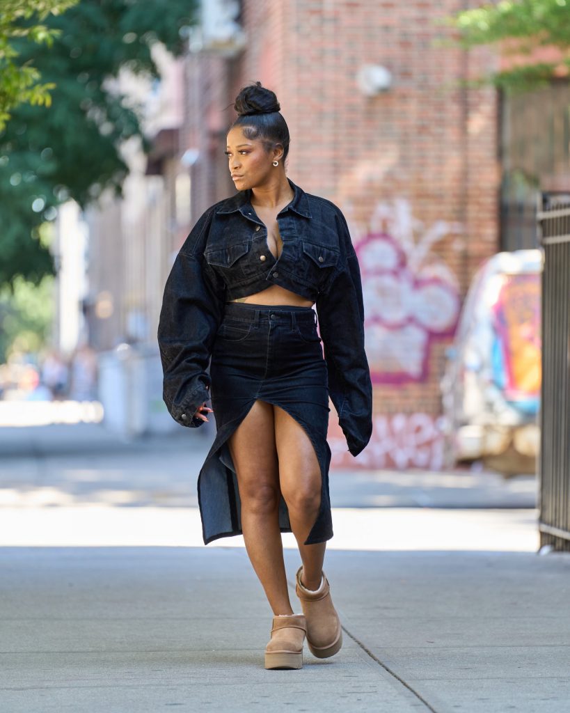 keke palmer denim skirt uggs nyfw28429