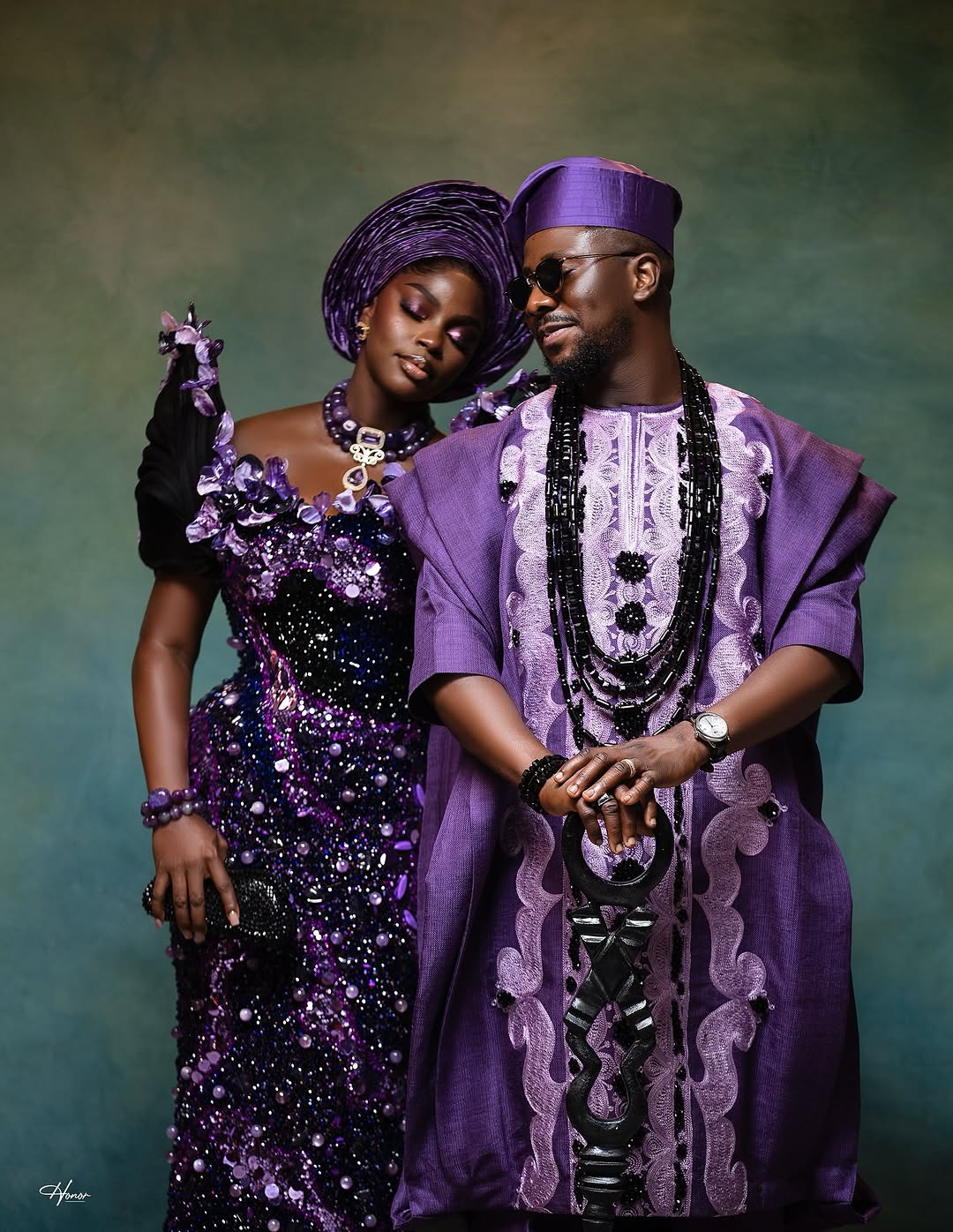 Prudent Gabriel and Okopi Peterson Shine in Purple as They Celebrate Their First Traditional Wedding Anniversary