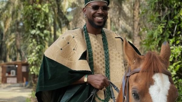 Adekunle Gold Proves He’s the King of Style in Green Velvet Agbada
