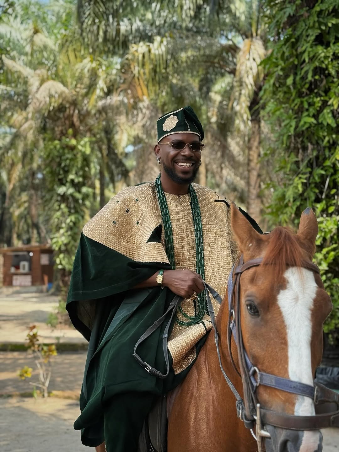 Adekunle Gold Proves He’s the King of Style in Green Velvet Agbada