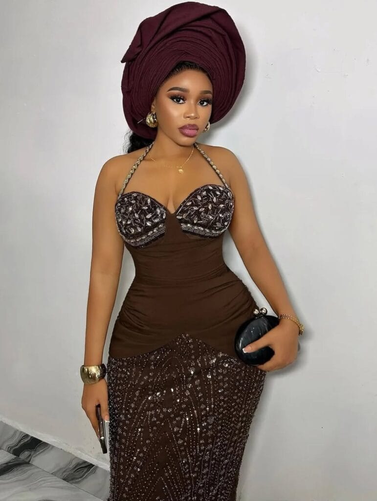 brown aso ebi