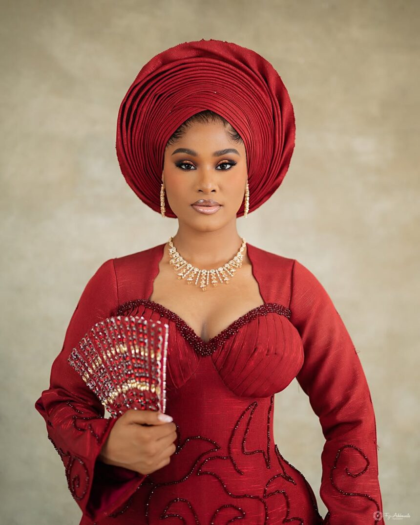 Bold, Beautiful & Red! This Yoruba Bridal Look is Serving Royal Energy