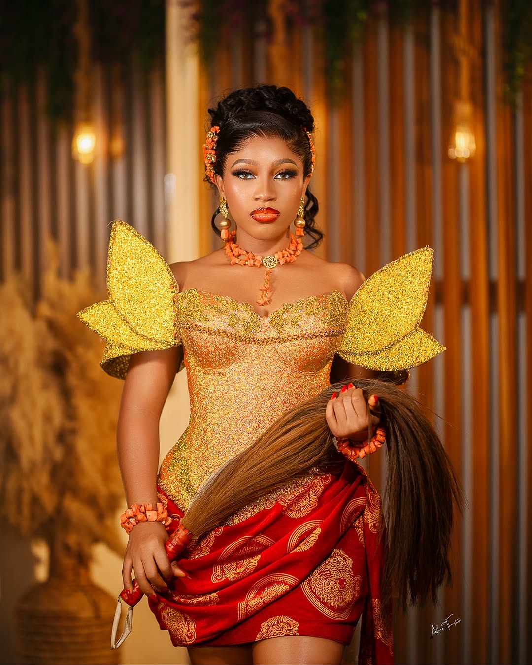 This Gold Isi-Agu Bridal Look Is a Beautiful Mix of Culture and Elegance You Will Love