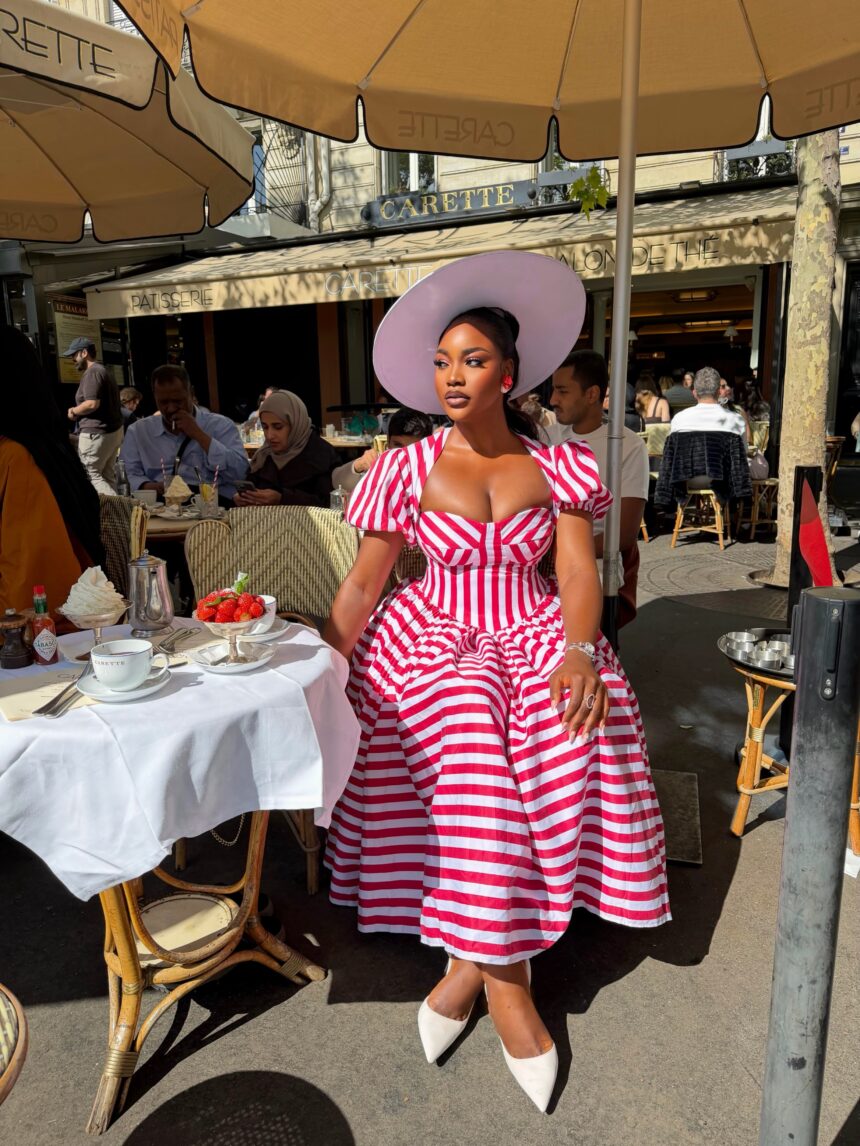 how to style a pink and white striped dress